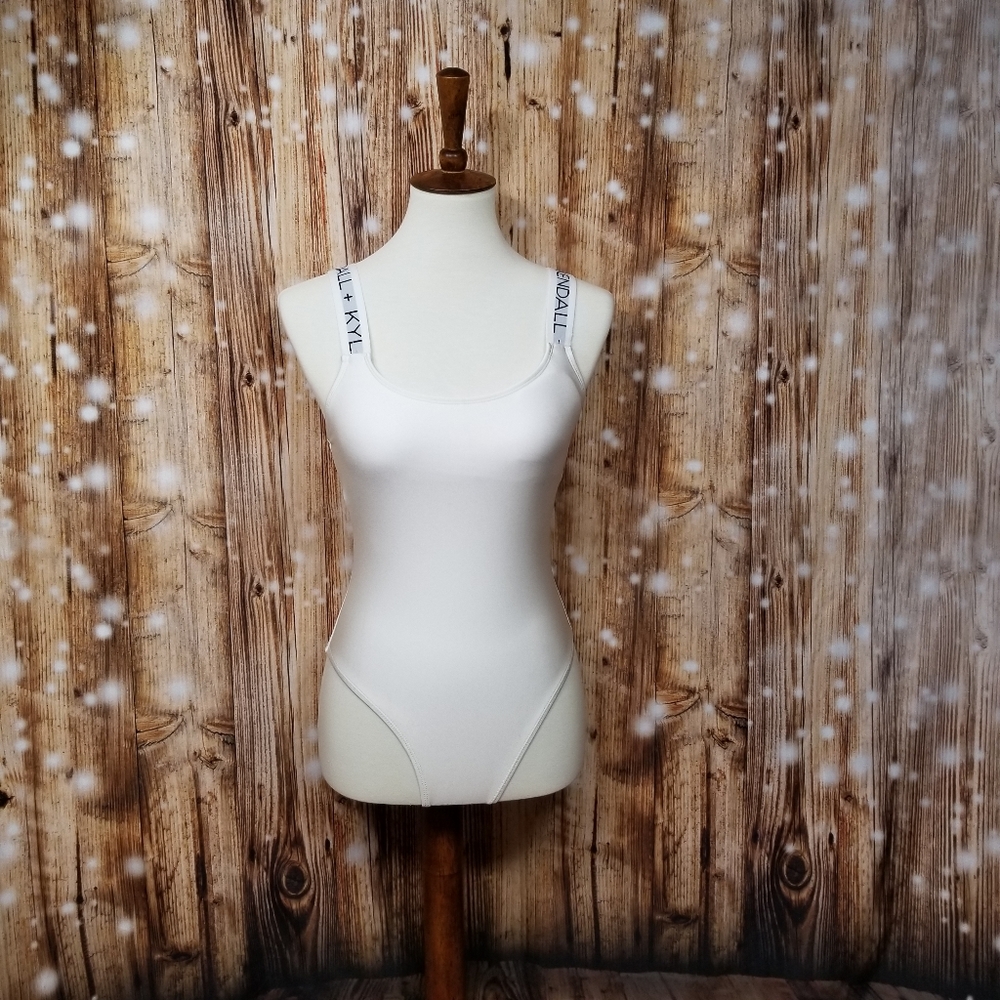 Kendal & Kylie White Nylon Blend Junior's Sm One Piece Bodysuit Swimsuit